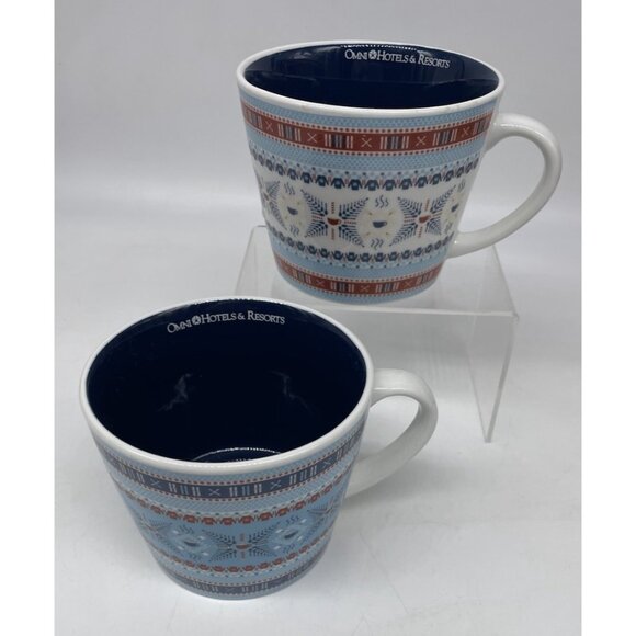 Omni Hotels & Resorts Set 2 Honey & Hank Coffee Tea Mugs Cups Fair Isle Pattern - Picture 2 of 10